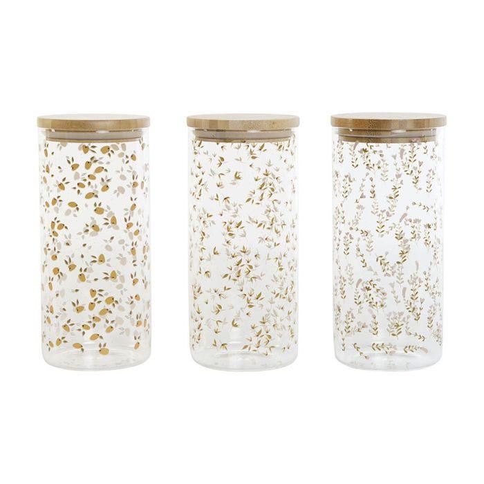 Bocal Silicone Bambou Verre Borosilicaté Shabby Chic DKD Home Decor (x2)