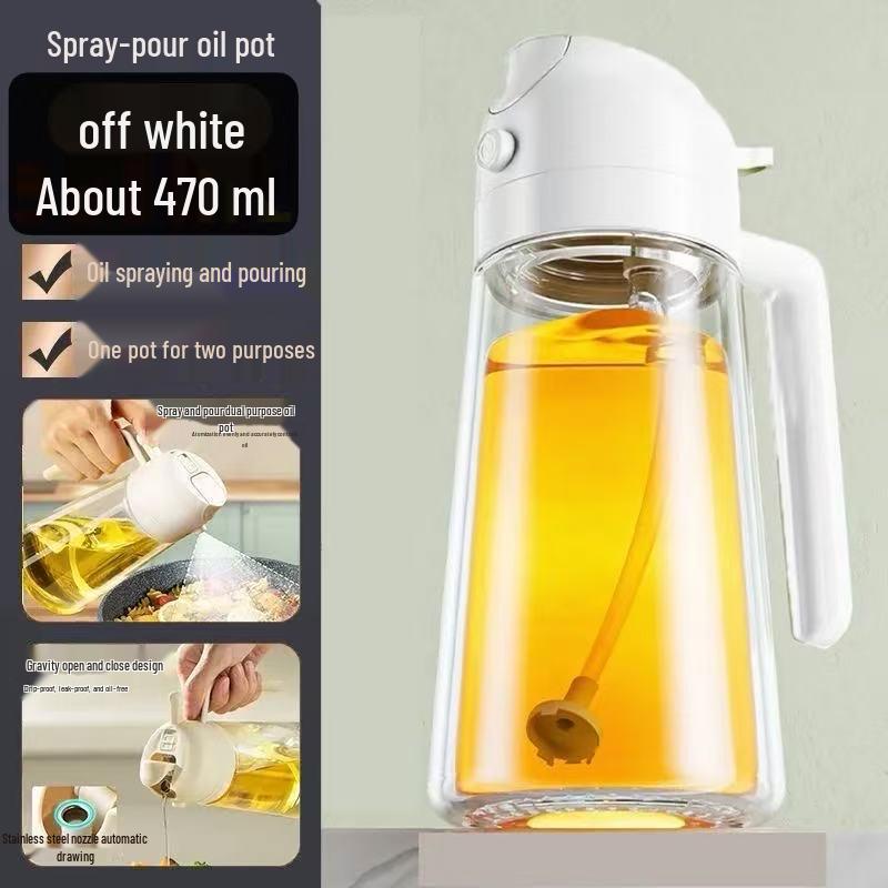 Dual-Use Glass Oil Sprayer and Pour Bottle for Kitchen Seasoning