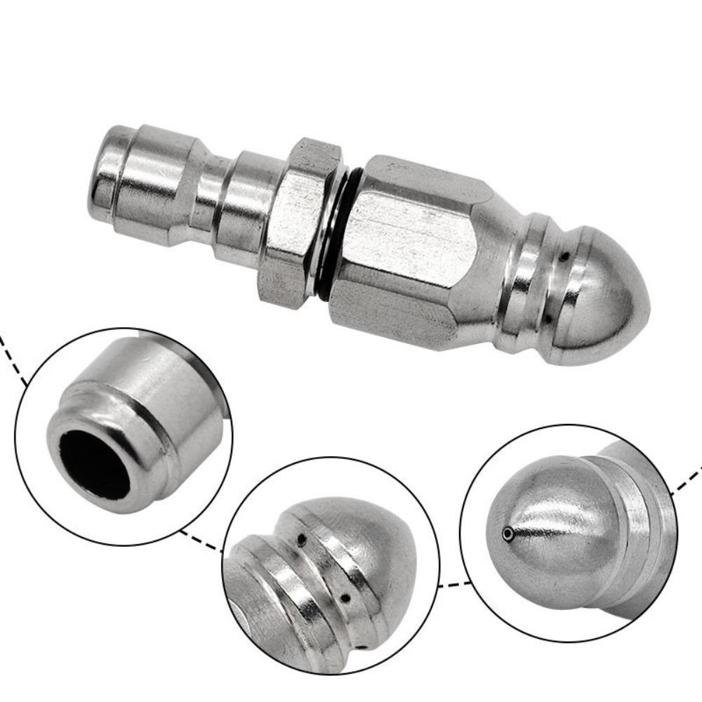 Silver Sewer Jetter Hose Nozzle Water Rat Head Rotating Nozzle High-pressure Nozzle  Home