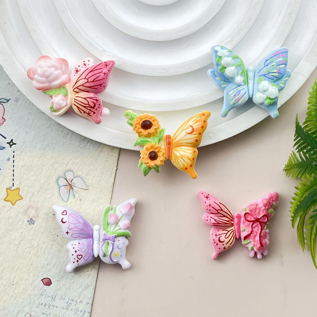 Cartoon Flowers & Butterflies Resin DIY Phone Case & Shoe Charms Hair Accessories Decorations