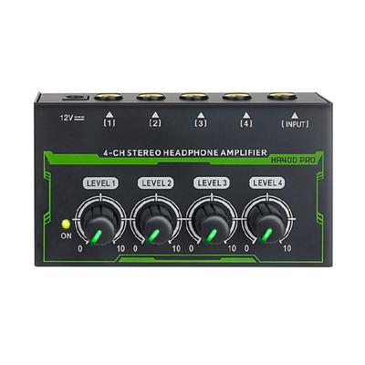 LED Kopfhörerverstärker 4 Kanal Metall Stereo Soundverstärker Kopfhörer Soundverstärker EU/US Netzteil für Gitarre