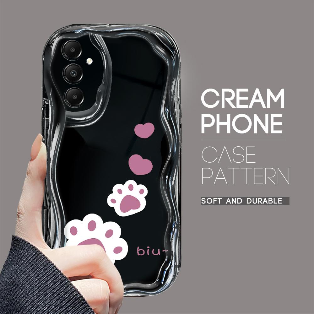 

Милый мультяшный узор, кремовая текстура, мягкий силиконовый чехол с волнистыми краями, чехол для телефона Samsung Samsung A13 5G чёрный