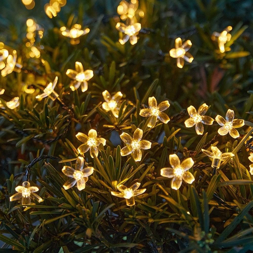 Warm White Cherry Blossom Solar Lamp Waterproof LED Solar Light Solar Flower String Lights  Pathway