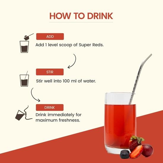 Smartveda Super Reds Pulver | 17+ Früchte, Beeren & Rote Bete Extrakt | Stevia (Ohne Zuckerzusatz) & Darmgesundheit, Hautstrahlen | 25 Portionen Gesundheitsmischung