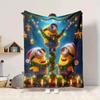 1Pc Christmas Minions Celebration Blanket Soft And Comfortable Casual Warm Camping Travel Christmas Halloween Gift M91748