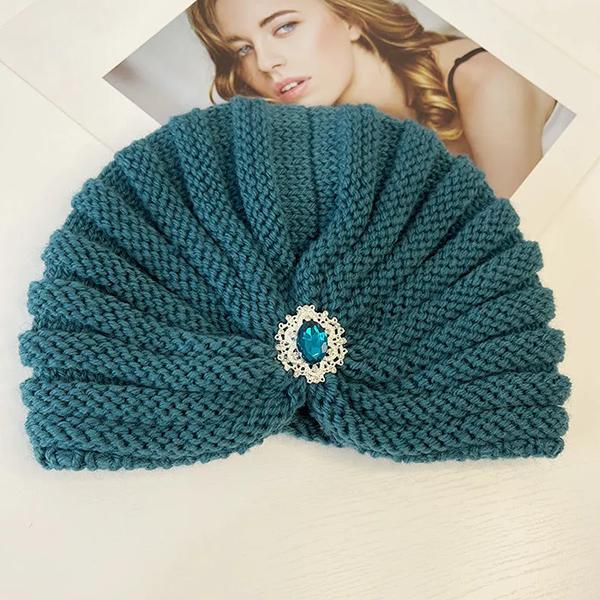 WTEMPO Women's Cold-proof Autumn Winter Solid Color Large Size Woolen Hats Soft Windproof Casual Warm Knitted Flower Hats