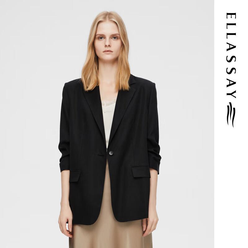 ELLASSAY Women s Lyocell Relaxed Fit One-Button Blazer S