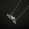 Stainless Steel Zodiac Horse Pendant Necklace with EKG Heartbeat Design