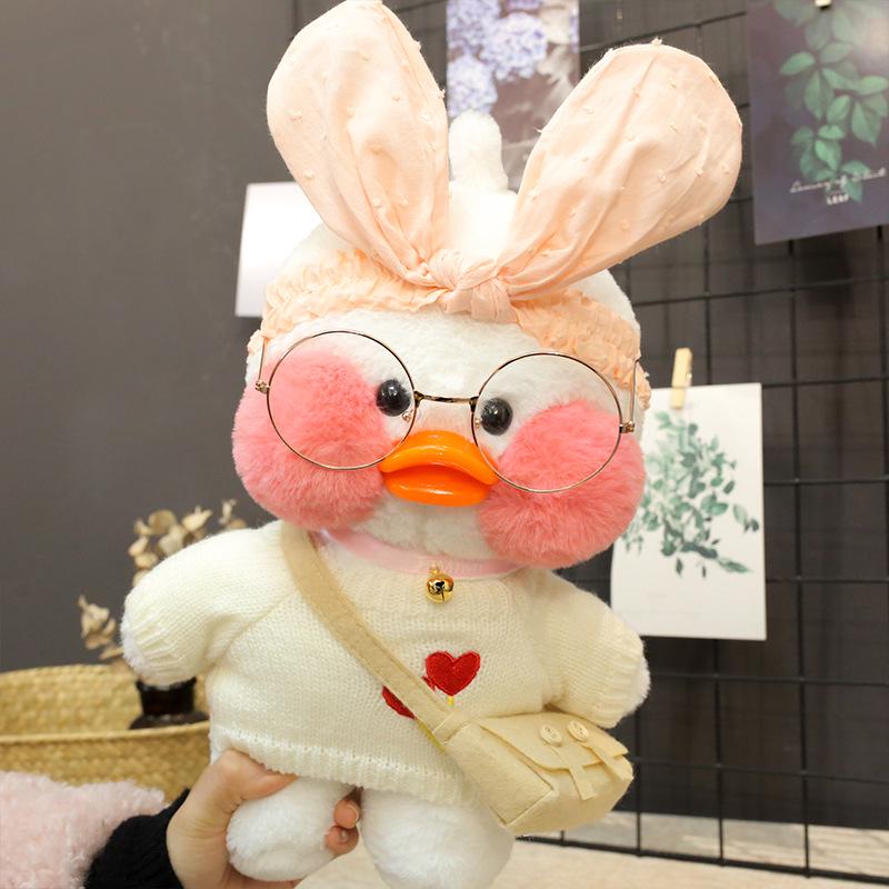 30cm Cartoon Cute Duck LaLafanfan Cafe Duck Plush Toy Stuffed Soft Kawaii Duck Doll Animal Pillow Birthday Gift for Kids Children