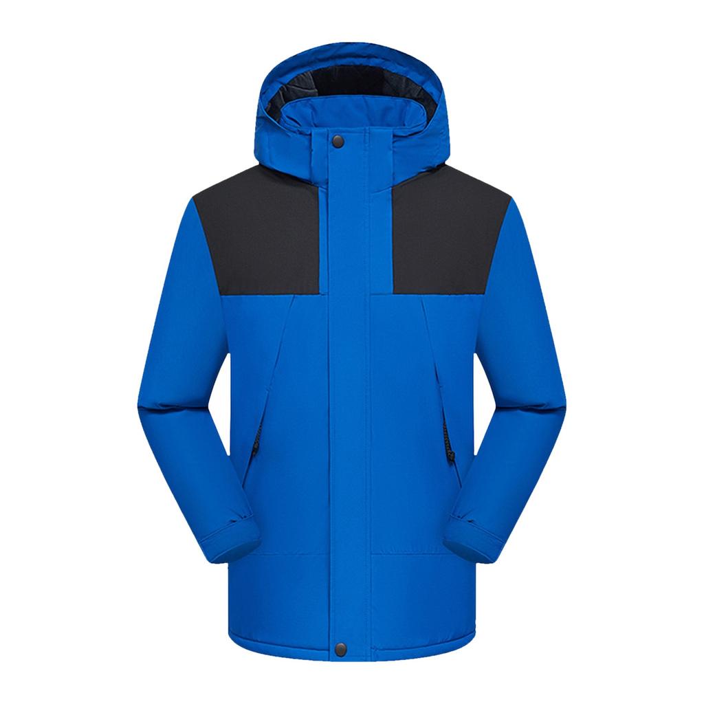 Completo Oversize da Uomo, Giacca Ispessita, Cappuccio Staccabile, Giacca da Esterno con Abbinamento di Colori
