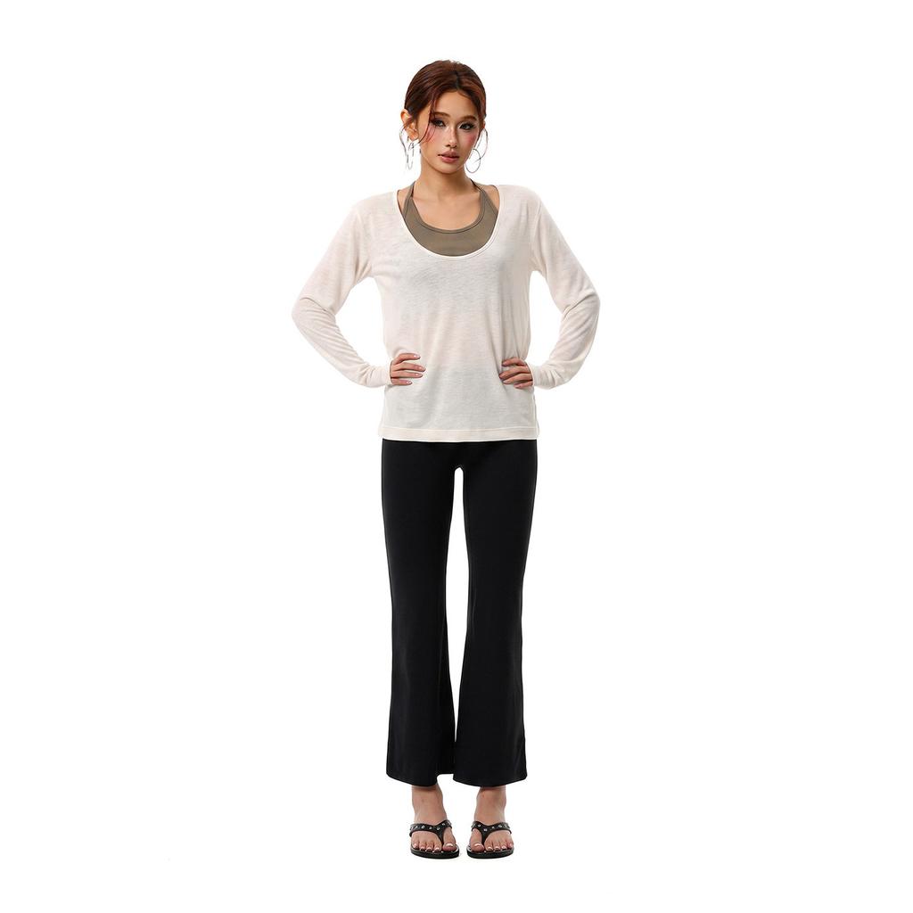 Summer two-piece sunscreen blouse women's t-shirt slightly transparent long-sleeved thin suspender air-conditioning shirt
