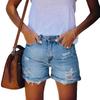 Casual Women's Vintage Wash Denim Shorts, Mid-rise Distressed Shorts with Rolled Hem, Comfortable Summer Shorts for Daily & Leisure