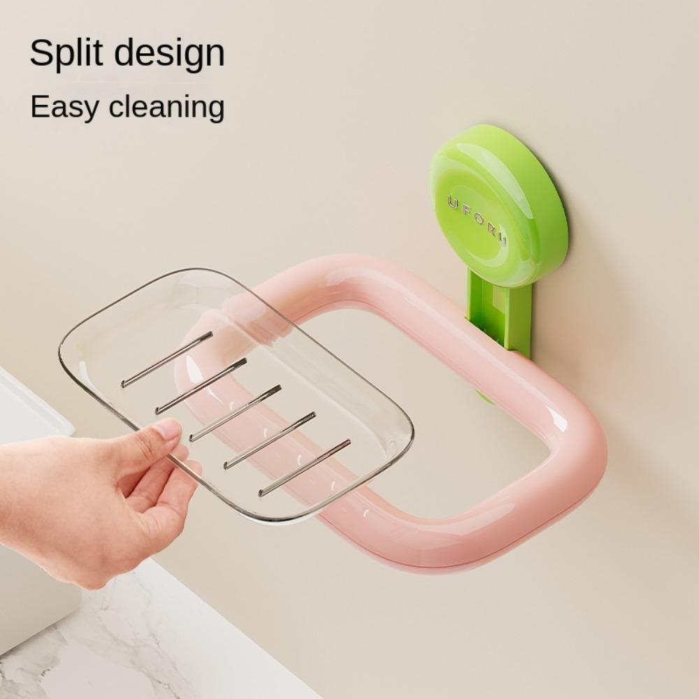 Wall Mounted Soap Dish Holder Non Perforated Soap Storage Tray Suction Cup Soap Box  Bathroom