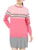 Admiral Golf ADLA286 Women's Feather Panel Logo Crew Neck Sweater, Pink, Size LL