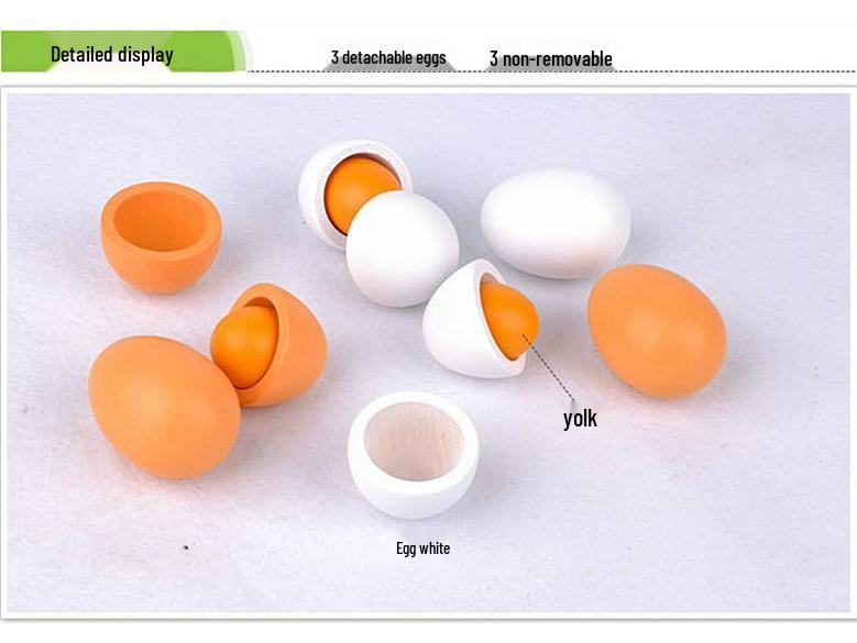 Pretend Play Wooden Duck Egg Set - 6 Pieces for Children