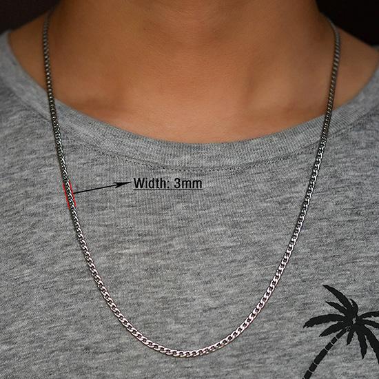 Men's Necklace Round Cuban Link Neck Chain Stainless Steel for Women Men Copper Color Punk Boy Choker Metal Jewelry Accessories