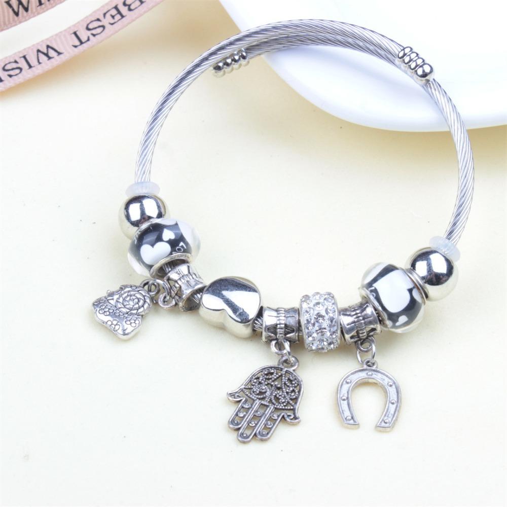 Beaded Bracelet Bangle Multi Element Stainless Steel Copper Alloy Open Spring Snake Bone Chain