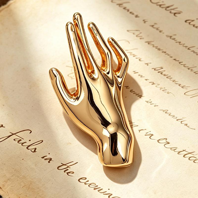 Vintage Gesture Metal Brooches Personalized Hand Brooch Party Clothing Backpack Pins Jewelry Gift For Women Men
