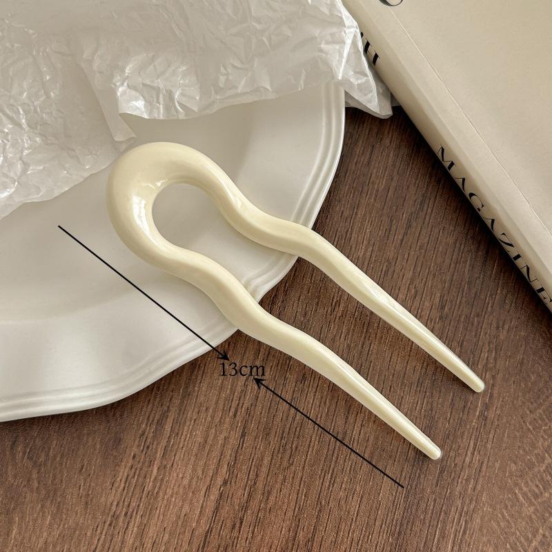 Nová U-tvarovaná vidlička do vlasů Dámská Móda Korytnačí Acetátová spona do vlasů Geometrický design Pokrývka hlavy Vlasové tyčinky Dívčí vlasové doplňky