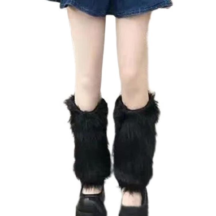 Fashionable Fuzzy Leg Warmers Plush Boot Cuffs Toppers Footless Socks Rainbow Colorful Leg Gaiters for Costume Parties