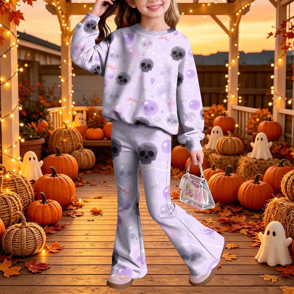 Kids Casual Long Sleeve Top and Pants 2-Piece Outfit Set for Boys Girls Everyday Wear