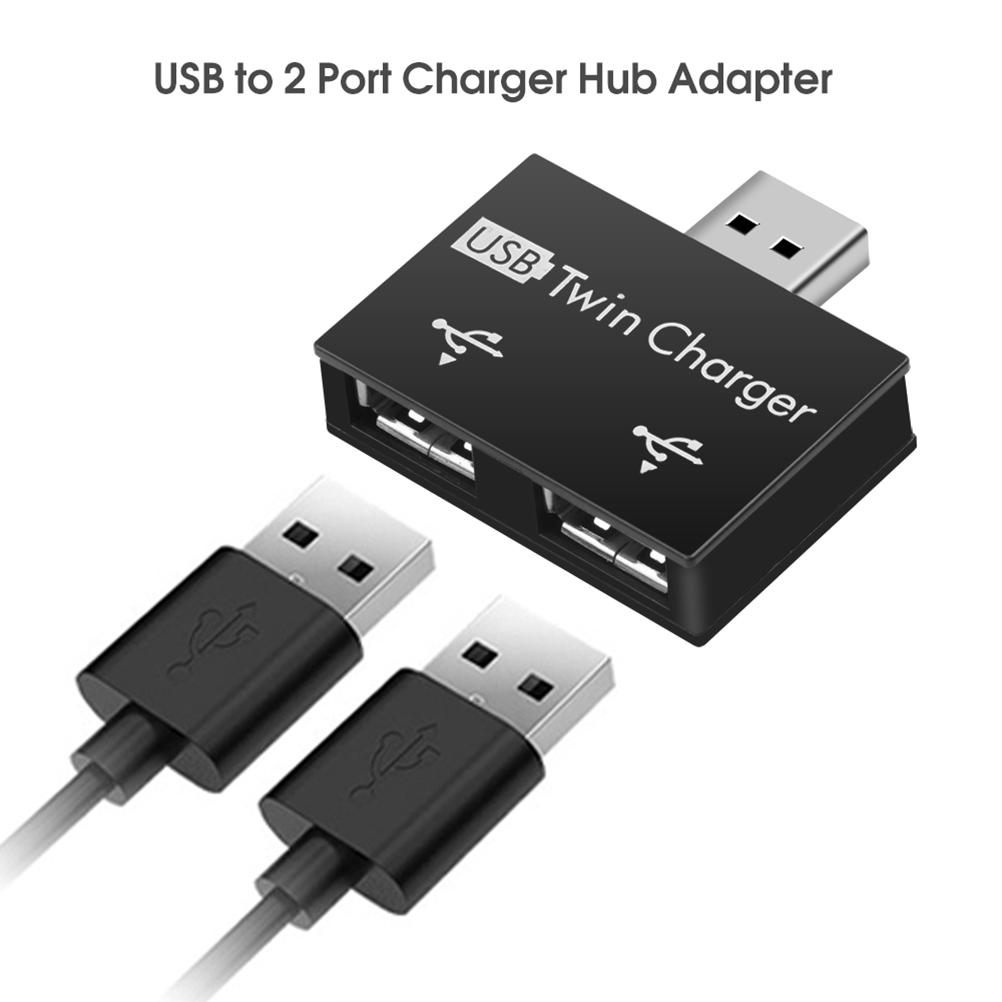 Mini USB Hub 2 Port USB Twin Charger Splitter Adapter Converter for  PC USB Flash Drives