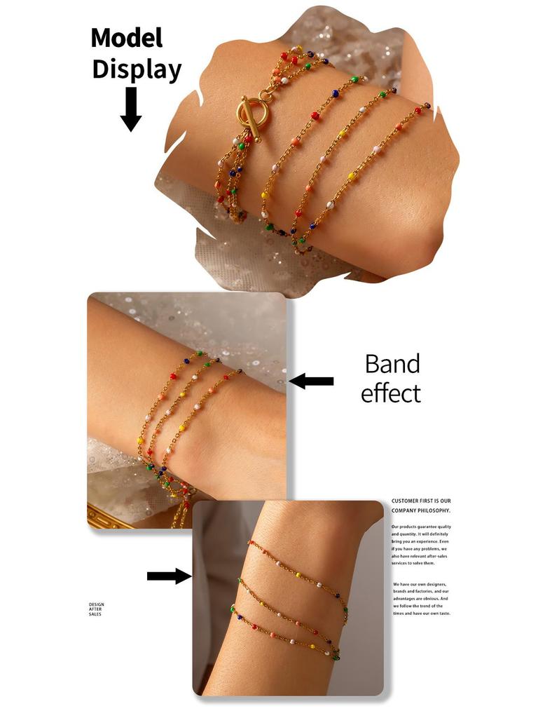 Bohemian Multi-Layer Glazed Beaded Titanium Steel Jewelry Set