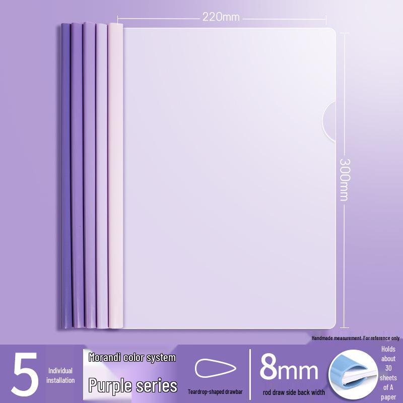 A4 Gradient Morandi Color Transparent Folder - Durable Clip for Exam Papers and Documents