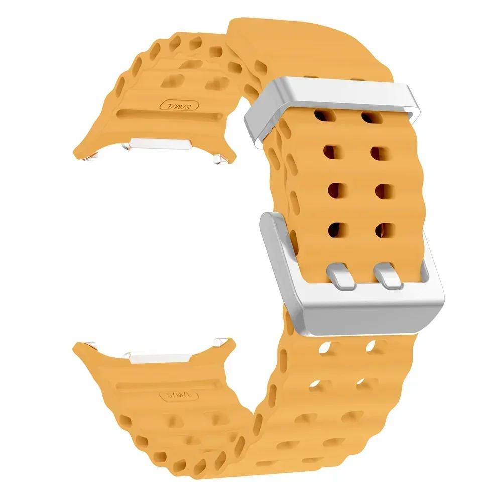 NEW Marine Silicone Strap For Samsung Watch 7 Ultra 47mm Bracelet No Gaps Sport Two-tone Band for Galaxy Ultra Watchband Straps