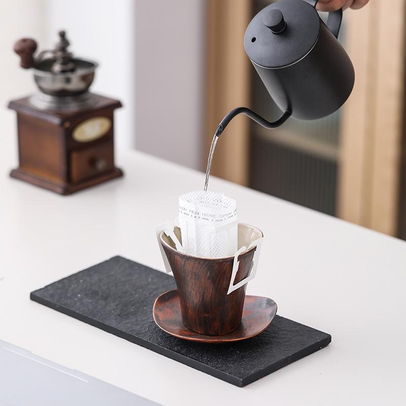 Retro mahogany pattern ceramic coffee cup light luxury handmade mug literary and antique home office water cup