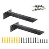 SYWXJ Hidden Shelf Brackets, Black Iron I-Shaped Rod Brackets, Wall-Mounted Floating Shelves, Angle Shelf Brackets, Set of 2 with Screws (30cm)