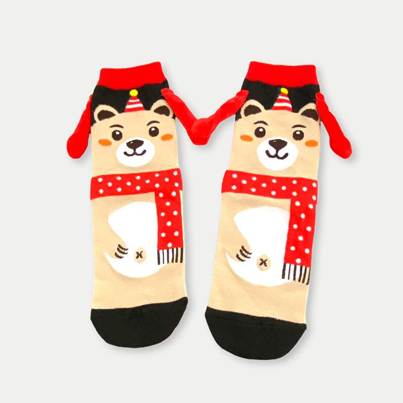 Magnetic Hand-holding Mid-tube Christmas Socks - Trendy Autumn/Winter Celebrity Style