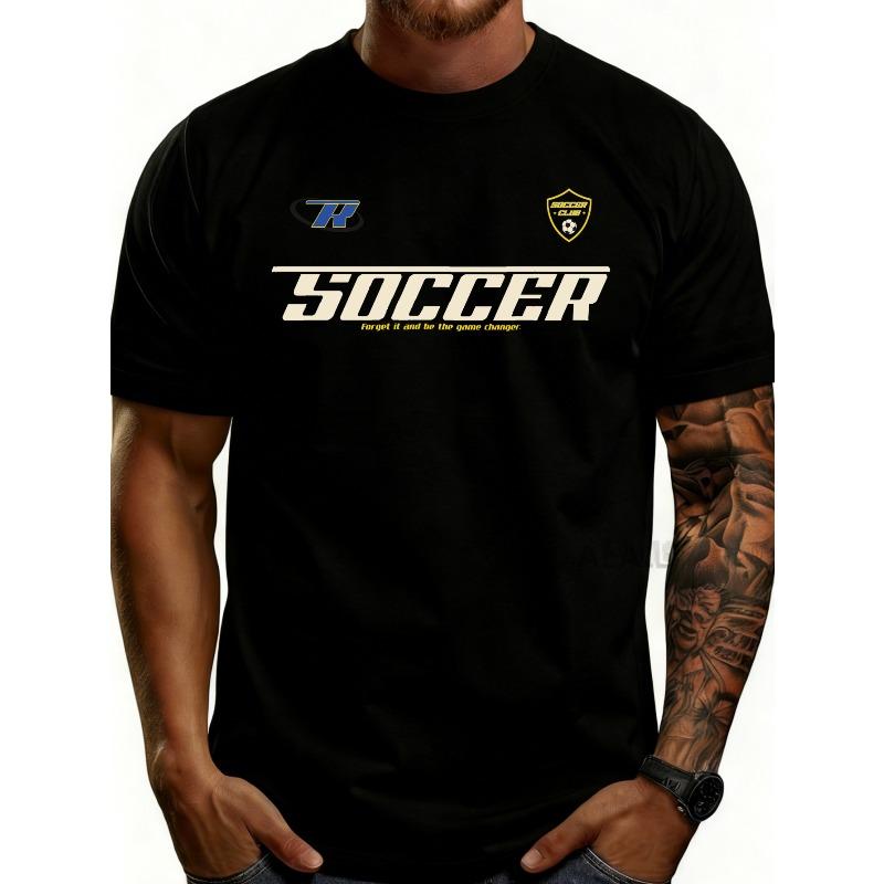 European sizes Casual Sporty Style Men'S T-Shirt Soccer Text And Logo Design for Everyday Wear And Sports Activities Perfect Gift for Football Fans