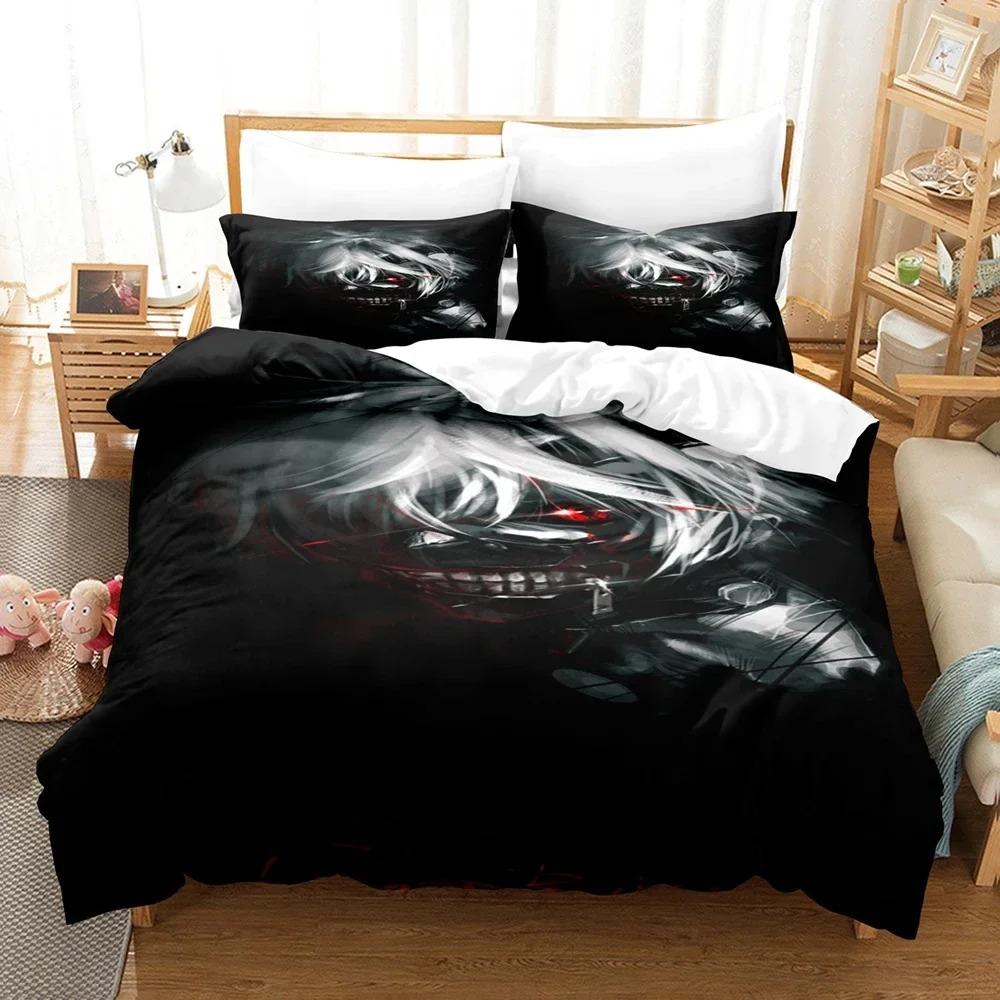 

3D Аниме Токийский Гуль Комплект постельного белья Двуспальная кровать King Bed Set Детская спальня Комплект пухового пальто Анимация Токийский Гуль Настраиваемый стиль 70x133cm 2pcs