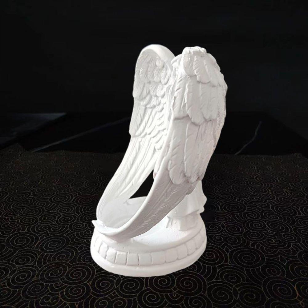 White Resin Carved Figure Candle Holder Decor  Outdoor Courtyard Corner Accent Decor