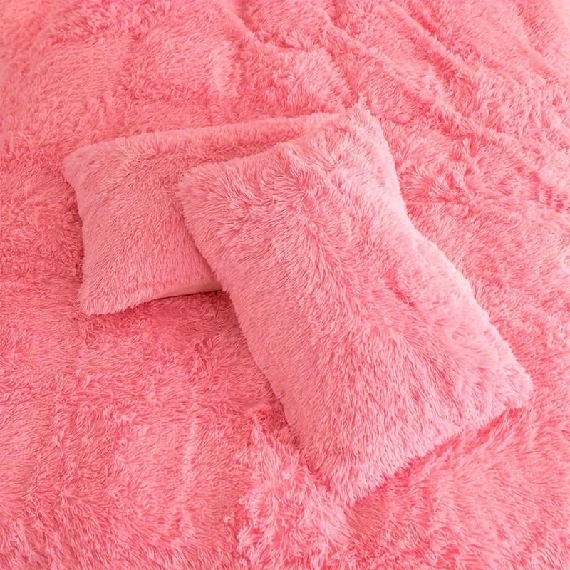3/4PCS Winter Warm Plush Duvet Cover Pink Mink Velve+fluffy Flannel Quilt Cover Queen King Size Luxury Double Bed Bedding Set