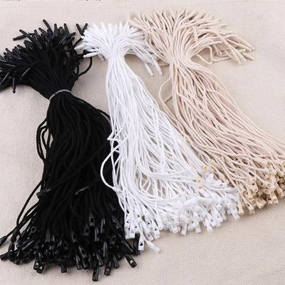 100 Stück/Los Plastik Hängeetikett Seil Weiß Beige Schwarz Polyester Schnur Schnappverschluss Stift Schlaufe Krawatten Befestigungen Kleidungsetiketten Zubehör