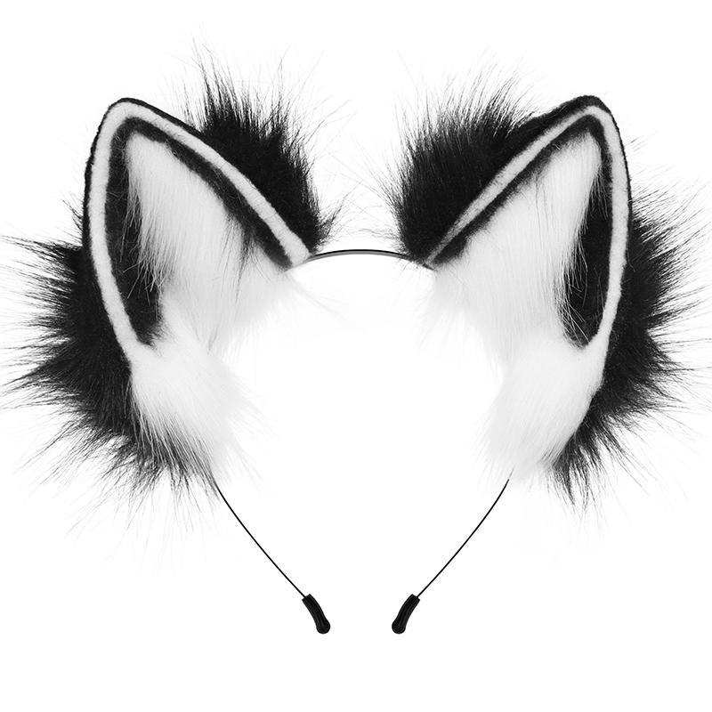 Halloween Nieuw Anime Hoofddeksel Handgemaakt Verstelbaar Simulatie Wolfsoor Haarband Voor Festival Prom Cosplay Kostuum Met Common use gray