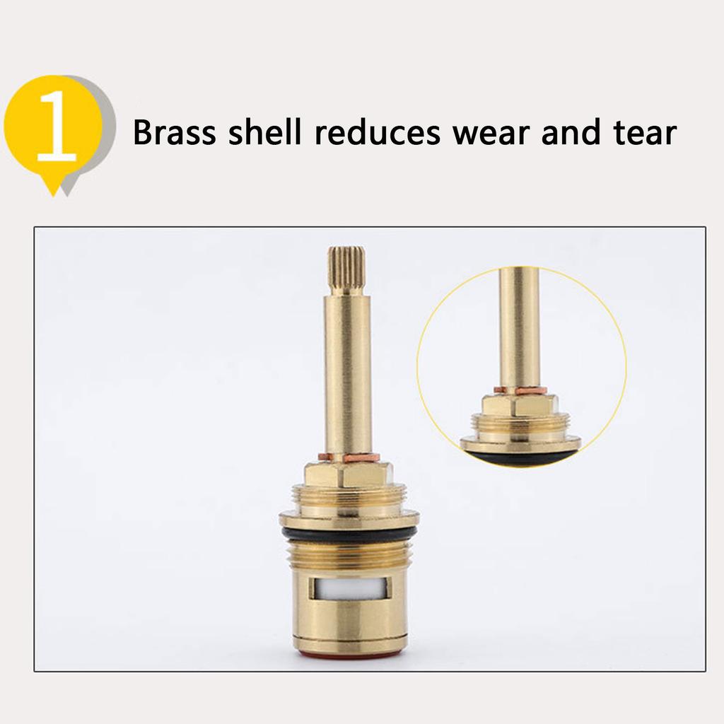 Drip Resistant Faucet Valves Replacement Brass Ceramic Stem Disc Cartridges Hot And Cold Water Spool Easy To Install