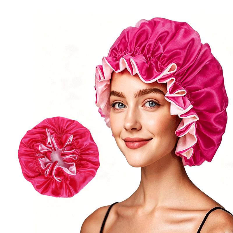 Double-layer Satin Lace Nightcap - Silk Imitation Hair Protection Cap