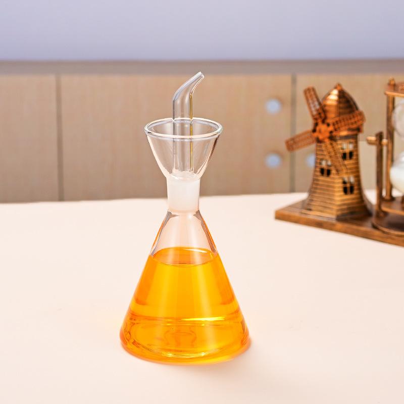 Kitchen Glass Oil Pot Triangle Chili Vinegar Bottle Sesame Cooking Wine Seasoning Bottle Home Anti-side Leakage Soy Sauce Pot