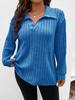 Autumn and Winter Solid Color Plus Size Women's Top V-neck Long Sleeved Pit Stripe Brushed T-shirt Loose Fitting Shirt