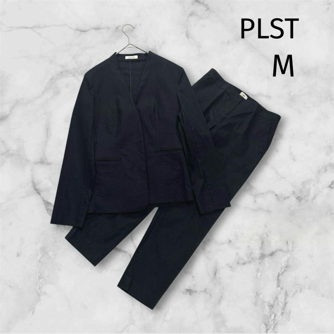 PLST Suit Setup Collarless Jacket Pants M Navy Plaste Pants Suit Suit
