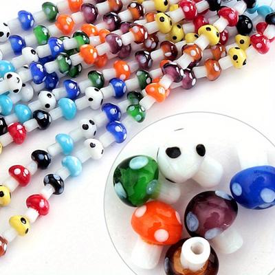 1string Multicoloured Mushroom Shaped Glass Beads Loose Beads for DIY Necklace Bracelet Jewelry Making Accessories