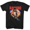 Rambo First Blood John Rambo Machine Gun Full Color Men's T Shirt 80's Movie