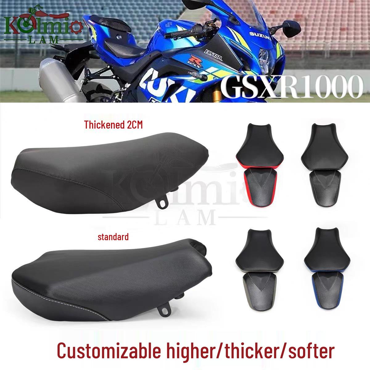 Suzuki GSXR1000 K17 2017-2025 Front & Rear Seat Cushion Assembly Rear Seat Cushion Pure Black