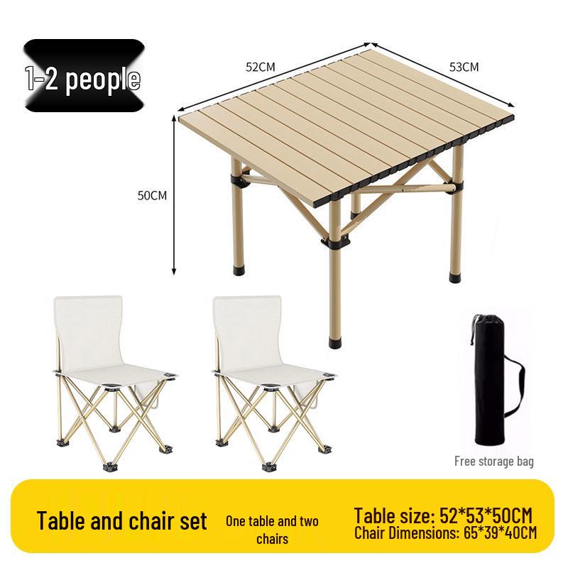 Outdoor Portable Folding Table & Chairs Set - Lightweight Roll-Up Table with Camping Seats
