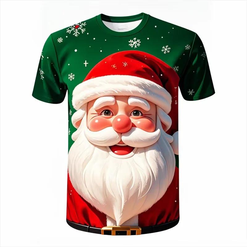 

Новая модная футболка с 3D-принтом «Счастливого Рождества» для мужчин, футболка с коротким рукавом, футболка с забавным рождественским узором, мужская футболка XL