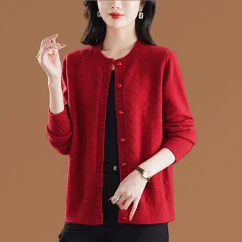 Women S Loose Knit Cardigan Round Neck Spring Autumn Top