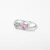 MODIAN 925 Silver Romantic Dazzling Pink Hearts Zirconia Wedding Ring For Women Engagement Classic Fine Jewelry Gifts